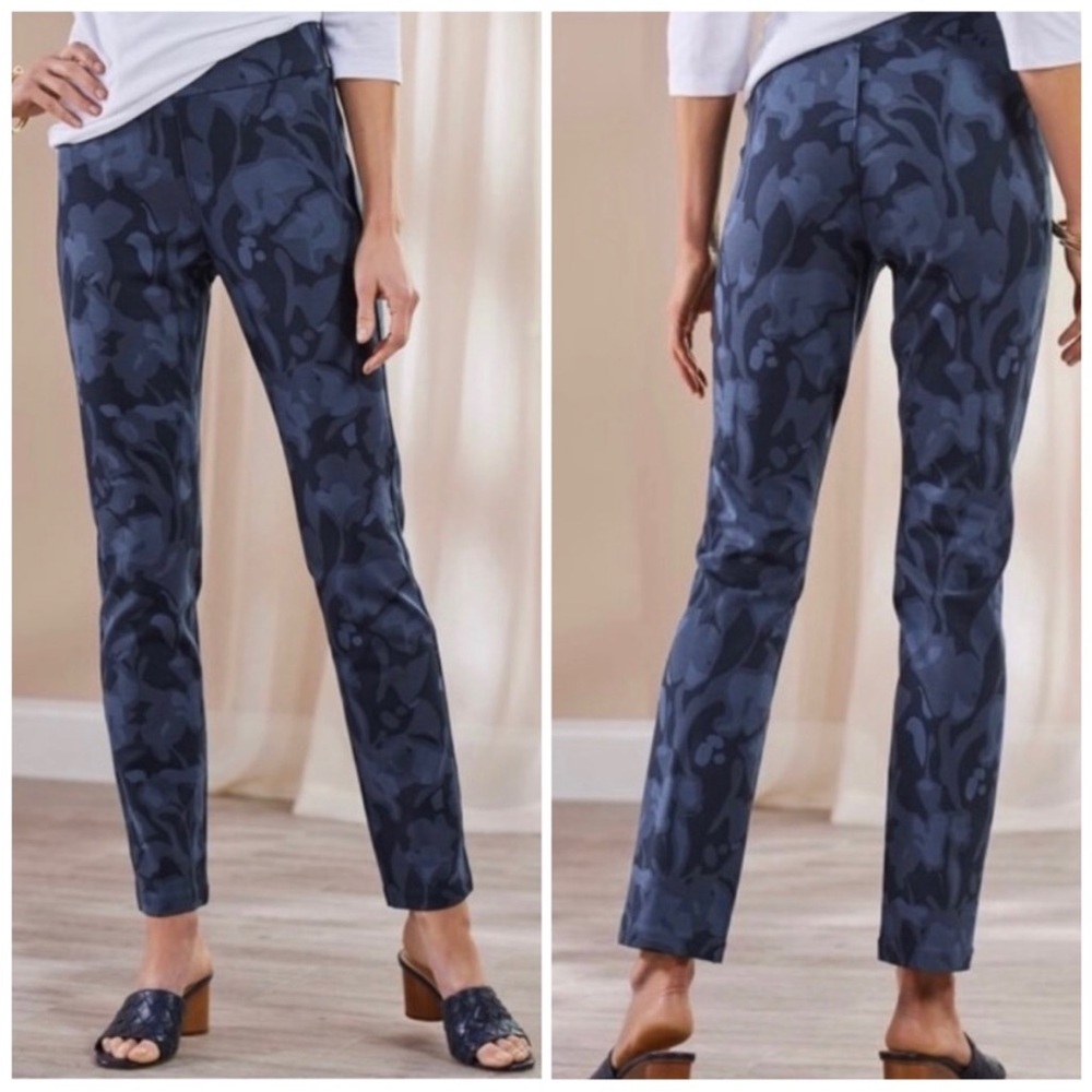 Soft Surroundings Perfect Ponte Pull On Straight Leg Blue Pants Women’s XS NWOT